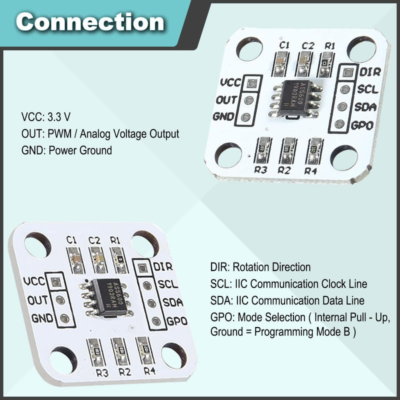 JYUDAUFU 4pcs AS5600 Magnetic Encoder 12Bit DC 3.3V High Precision Induction Angle Meter Module IIC PWM Voltage Output for Raspberry Pi for Arduino with Jumper Cable