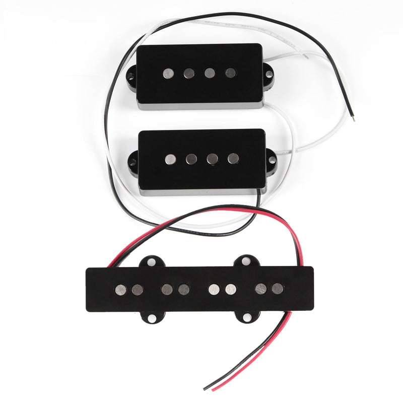 FLEOR Alnico 5 PJ Bass Pickups Neck Bridge Pickups Set for 4-String PB JB Bass Electric Bass PJ Pickups Set