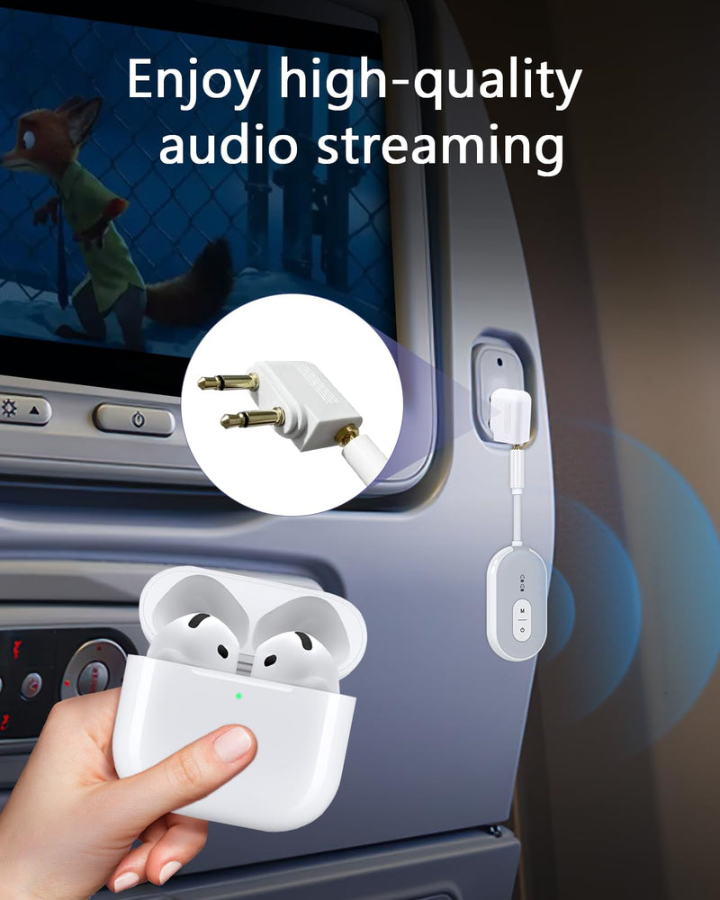 [AUSTRALIA] - Bluetooth 5.3 Transmitter Receiver for Car, 2-in-1 Wireless Audio Adapter with 3.5mm AUX, Low Latency, Supports Dual Pairing for AirPods/Headphones, 18+ Hours Battery for Home Stereo, TV, Airplane 