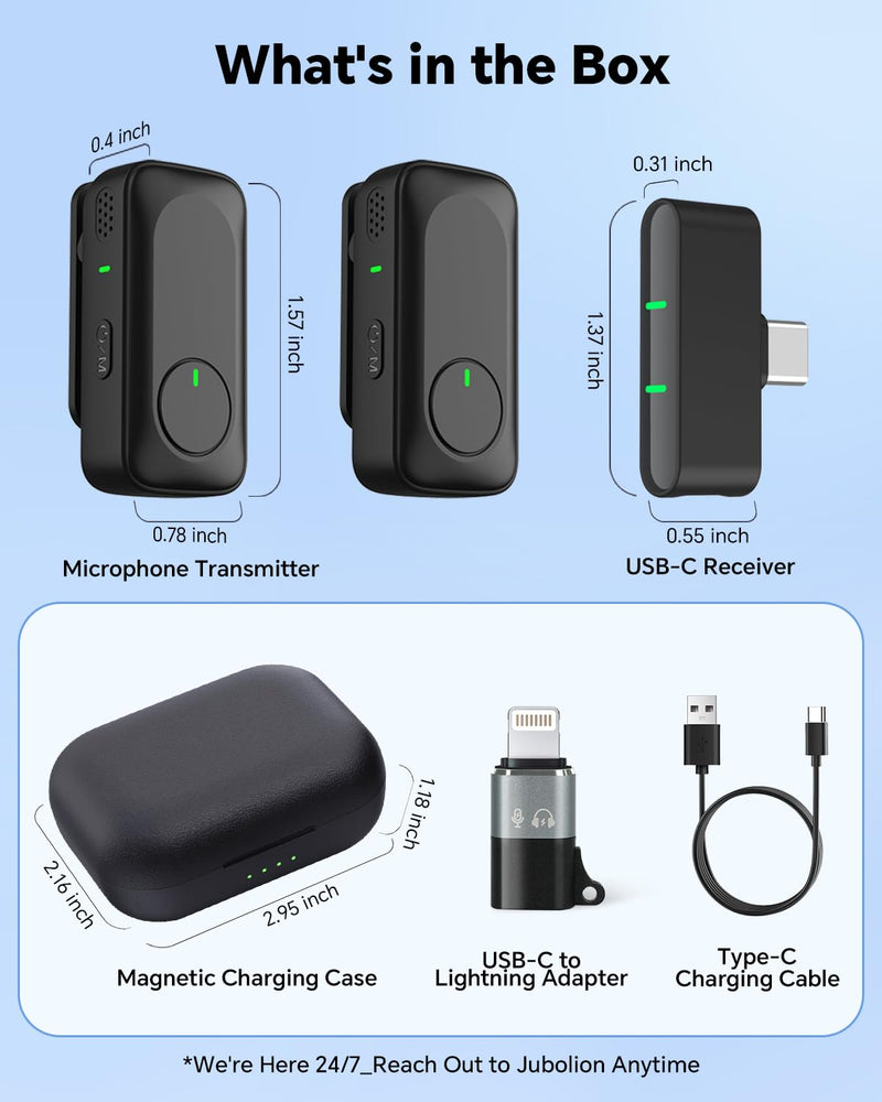[AUSTRALIA] - Wireless Lavalier Microphone for iPhone/Android Phone/Laptop/PC, Mini Lapel Mic with 50H Battery Life Charging Case, 100FT Range and Noise Reduction, for Video Recording, Streaming, TikTok 