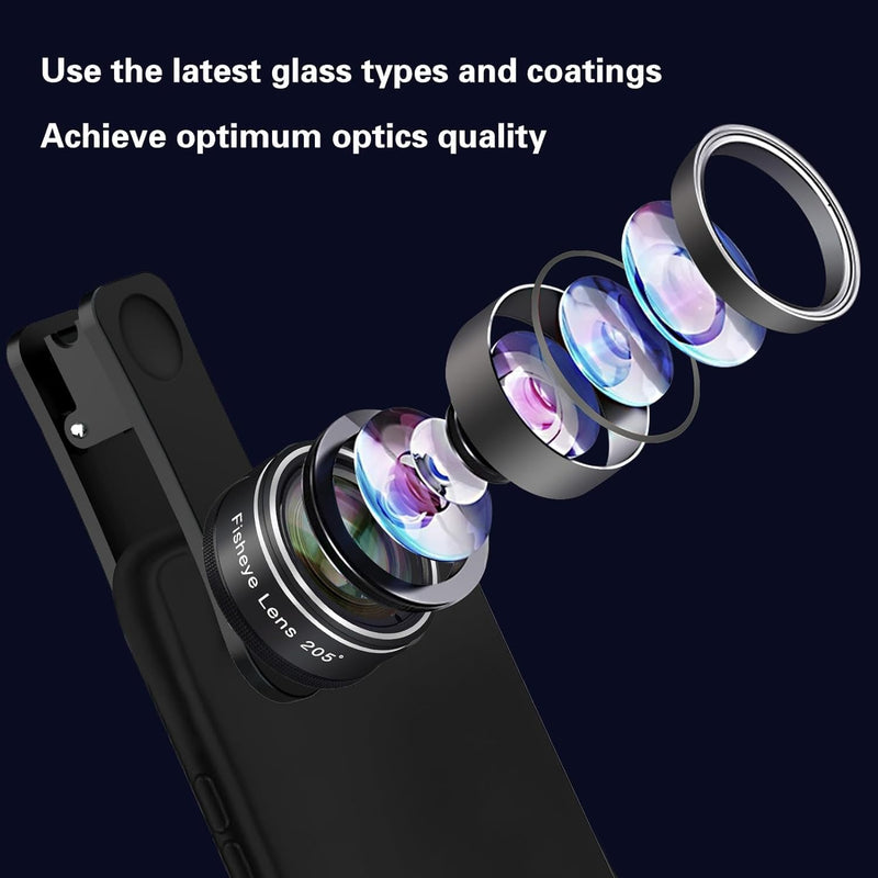 [AUSTRALIA] - Phone Camera Lens, 198 Fisheye Lens + 120 Super Wide-Angle Lens + 20x Macro Lenses Camera Photography Accessories kit Gadgets for iPhone Samsung Android Smartphone 