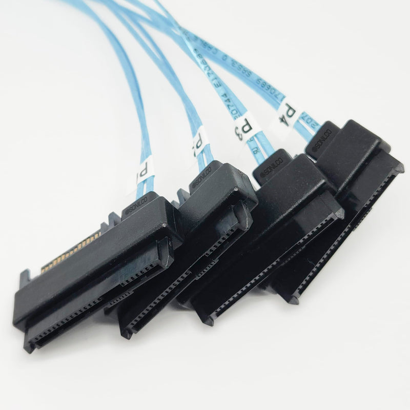 Storage Configurations Cable Mini SAS HDD SFF-8643 to 4 SFF-8482 with 15-pin Power Port Cord (2 Cables, 0.5 Meter / 1.6 Feet) 2 Cables