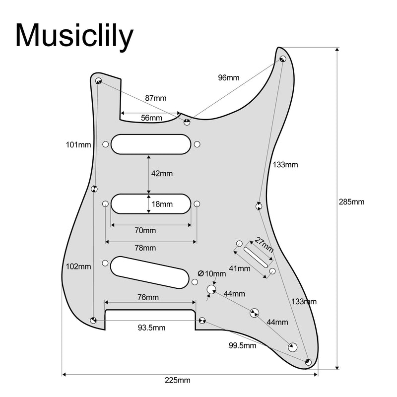 [AUSTRALIA] - Musiclily Pro 8-Hole 50s 57 Vintage Style Strat SSS Guitar Pickguard for American Stratocaster, 4Ply Tortoise Shell 