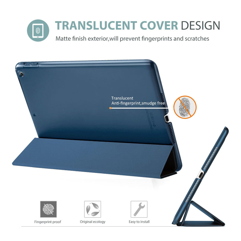 for iPad 9.7 Inch Case iPad 6th/5th Generation Case 2018 2017(Model: A1893 A1954 A1822 A1823), Ultra Slim Lightweight Stand Case with Translucent Frosted Back Smart Cover -Navy Navy