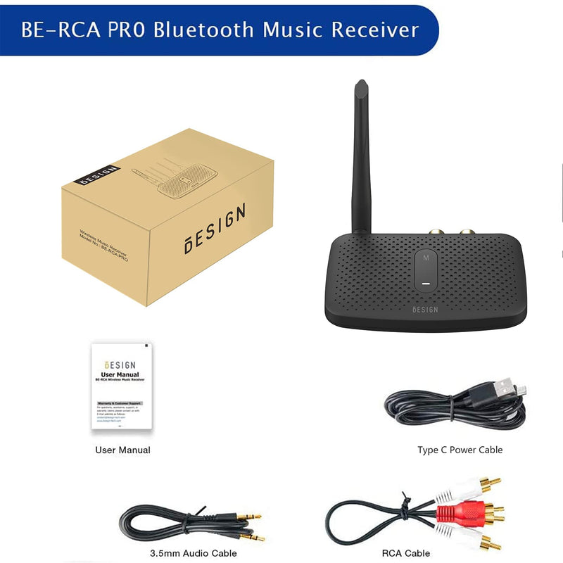 [AUSTRALIA] - Besign BE-RCA Pro Long Range Bluetooth Adapter for Bluetooth Music Streaming, Black 