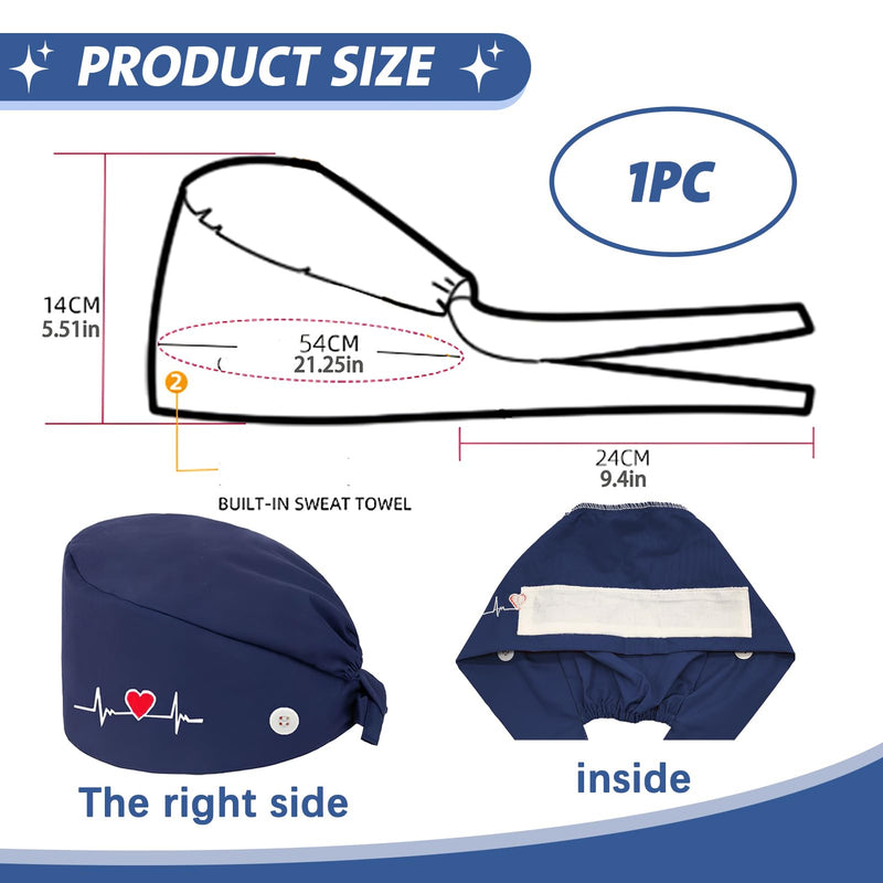 [AUSTRALIA] - Smomend Surgical Cap, Funny Surgical Caps for Doctors, Nurses, Dentists and Medical Personnel, Unisex Fabric Hood with Sweat Absorber for Hospital, Clinic and Laboratory, One Size, Blue, blue 