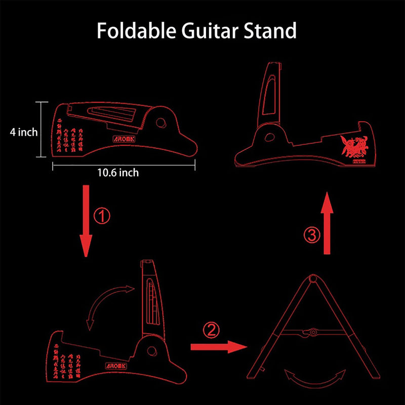 Guitar Stand Universal Folding A-Frame Non-Slip Tripod Strong Holder for Acoustic Electric Guitar Bass Ukulele Travel Portable Size