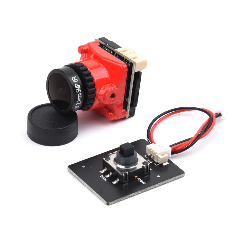 1800TVL FPV Camera Mini 2.1mm Lens 1/1.8 Camera 5V-40V PAL/NTSC Camera with OSD Internal Adjustable for RC FPV Racing Drone（Red） Red 1800TVL