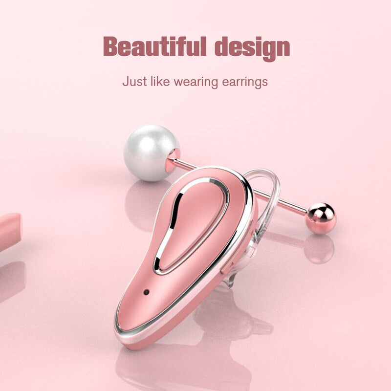 Bluetooth Microphone Headset with Mic Wireless Bluetooth Phone Earpiece for Cell Phone Ear Pieces Headset for Phone Calls Wireless Single Earpiece with Mic for Work Hands Free Pink
