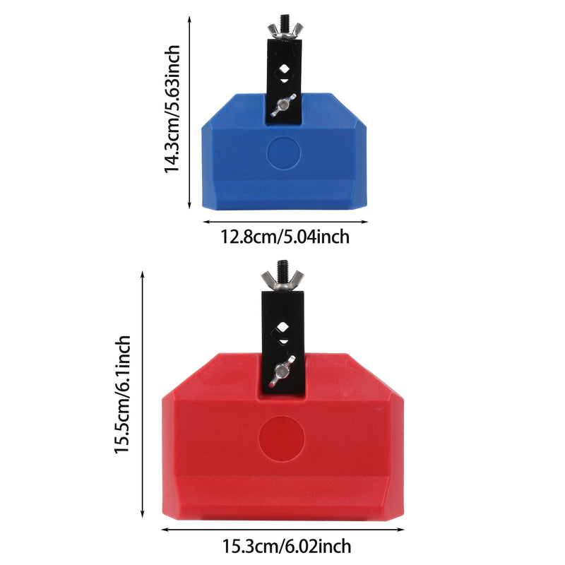 Bstinay 2PCS Plastic Musical Percussion Block 170×150×50MM Jam Block 150×120×40MM Red & Blue