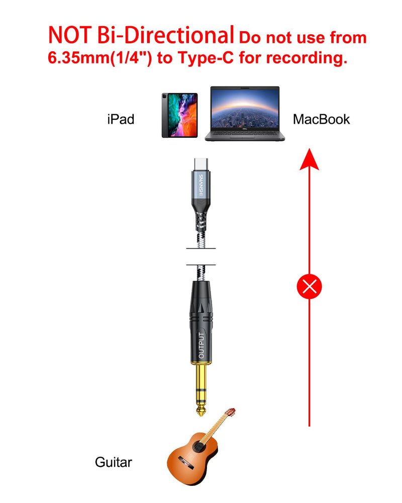 SNANSHI USB C to 1/4 Inch Audio Cable 3.3ft - Type-C to 6.35mm TRS Stereo Audio Cable for Sound Board,AMP,Mixer,Speaker (𝐍𝐨𝐭𝐞:𝐂𝐚𝐧𝐧𝐨𝐭 𝐛𝐞 𝐮𝐬𝐞𝐝 𝐟𝐨𝐫 𝐆𝐮𝐢𝐭𝐚𝐫 𝐑𝐞𝐜𝐨𝐫𝐝𝐢𝐧𝐠)