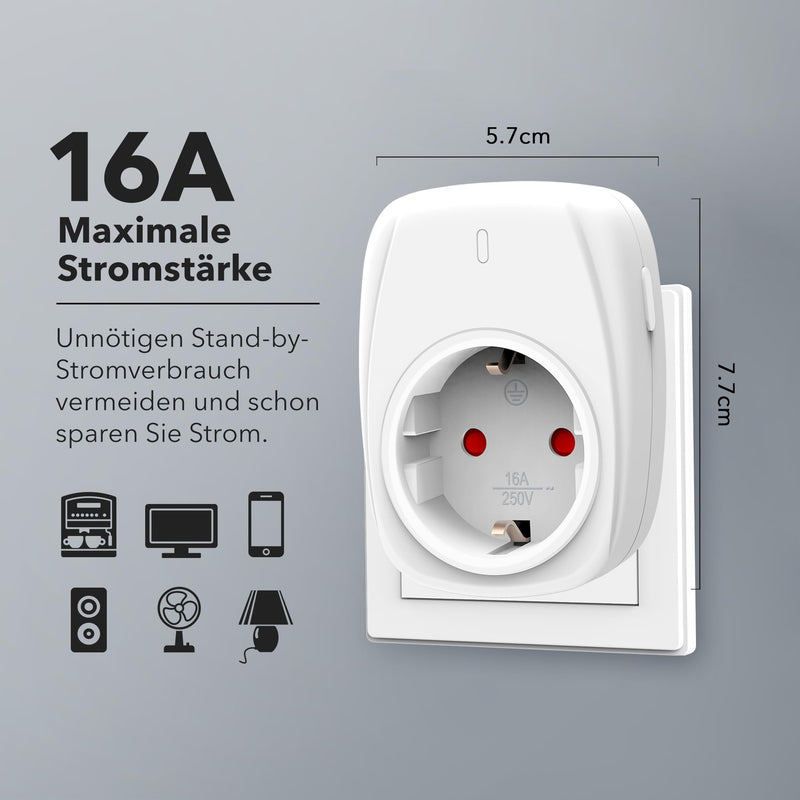 HBN 1 x Radio Socket with 1 Remote Control, 16 A/3,680 W Remote Controlled Plug for Indoor Christmas Decoration, Household Appliances, Range 30 m, White 1er