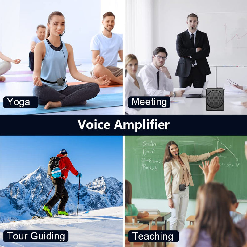 NORWII Mini Voice Amplifier, 3 Hours Quick Charging and up to 30 Hours Play, Portable Voice Amplifier for Teachers, Training, Tour Guide, etc (Black) Black