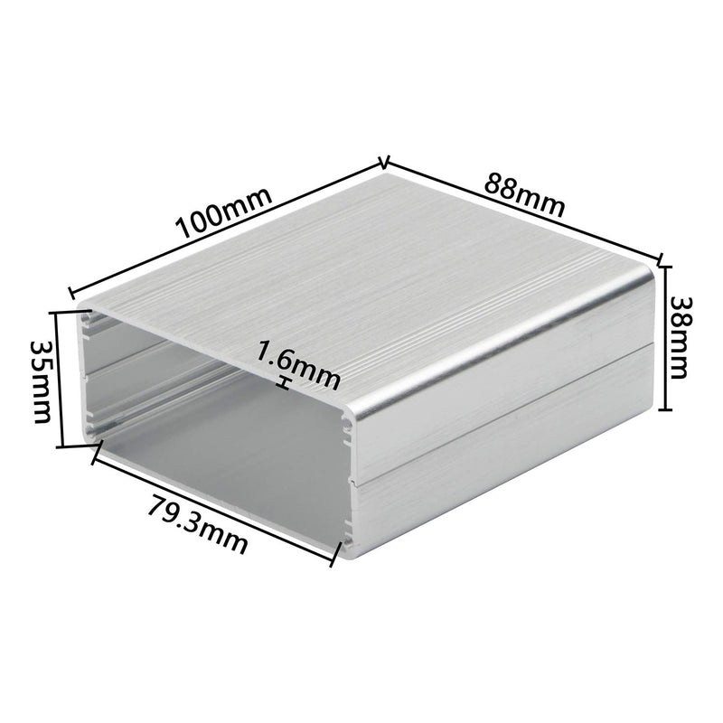 Unxuey Aluminum Case Silver Tone Project Box DIY Electronic Instruments Power Supply 100 x 88 x 38mm (L x W x H)