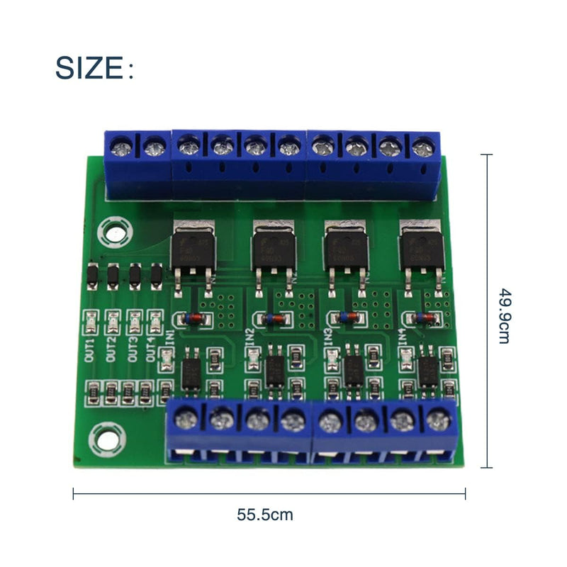 Mosfet PCB PWM 4 Channel PLC Amplifier Mosfet Module 8 Channels PWM 4 Channel MOS FET Module, PLC Amplifier Circuit Board Driver Module PCB Module Driver 3-20V to 3.7-27VDC, 10A
