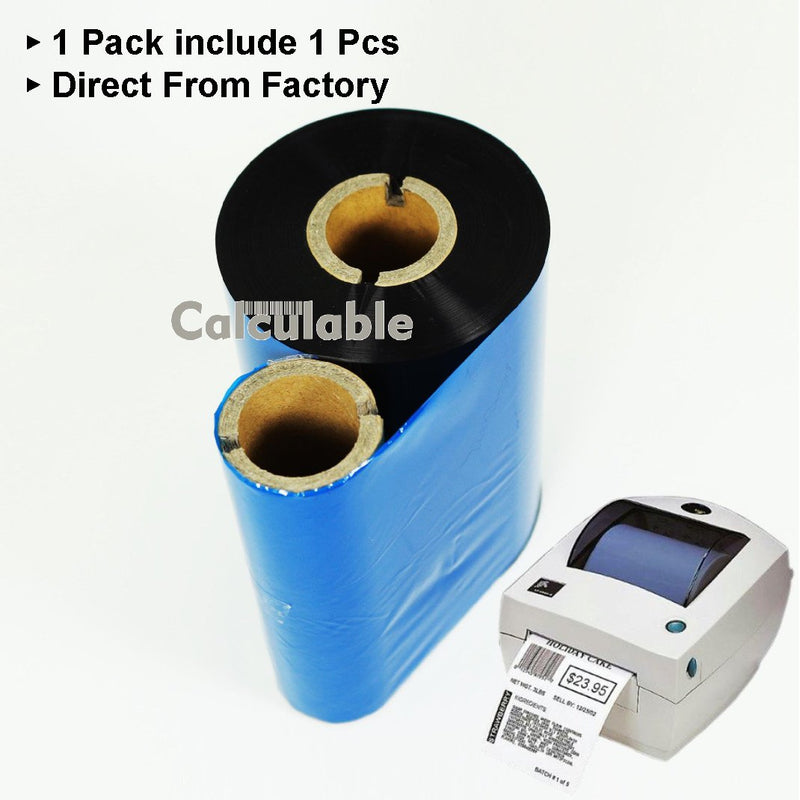 4.33" x1476' (110mmx450m) Thermal Transfer Ribbon Ink Outside Wax Ribbons Resin Enhanced Wax for Zebra GK420D SM4 ZT410 GC420t GK420t GX420t GX430t Tec Datamax Intermec Citizen Printer Resin Enhanced Wax 4.33"x1476'