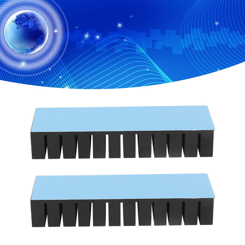 Cooling Fins, Aluminium Heatsink, Pack of 2, Slotted Design, 120 x 40 x 20 mm, High Efficiency for Electronic Components for CPU (with Adhesive)