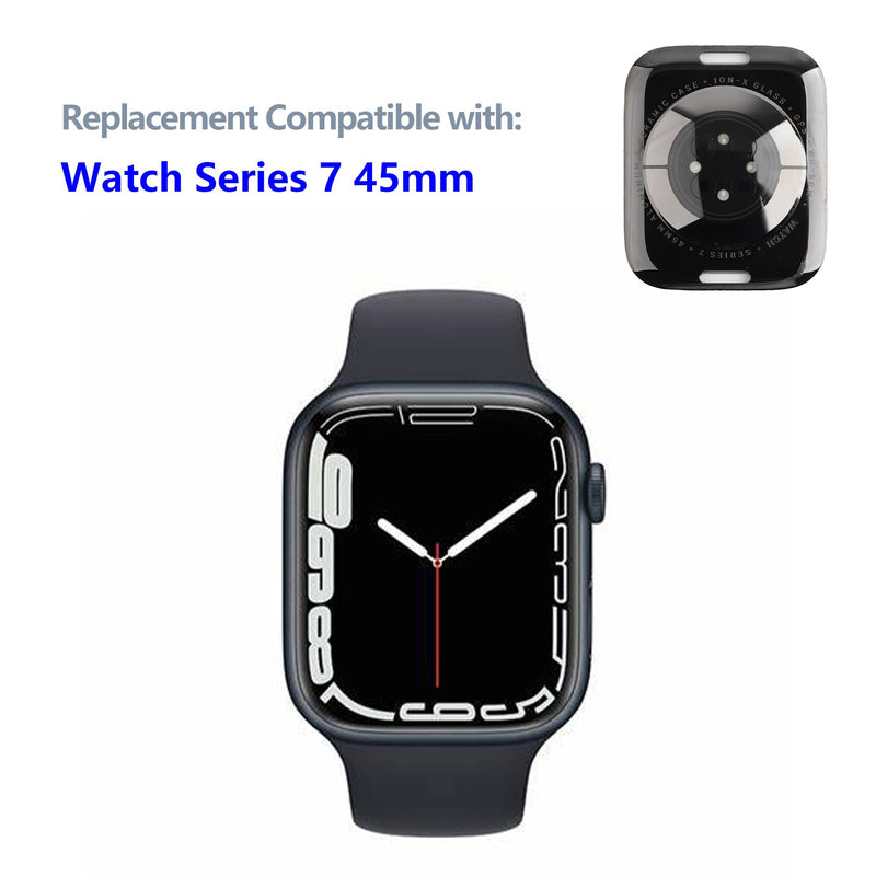 New Back Cover Glass Heart Rate Part Connector Compatible with Apple Watch Series 7 45mm (Only for GPS) with Upgraded Repair Tools Kit