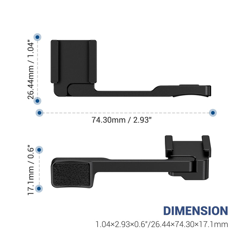 GFX100RF Thumb Grip, Metal 90° Foldable Thumb Up Grip for Fujifilm Fuji GFX100RF GFX 100RF Camera with Built-in Cold Shoe Mount, Hot Shoe Thumb Rest Support Holder Not Affect the Use of Dial -Silver