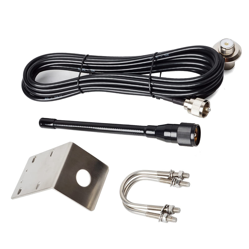 UAYESOK Small VHF Marine Antenna, Stubby Boat Antenna | 16.4ft RG-58 Coaxial Cable, L-Mount Bracket, Easy to Install