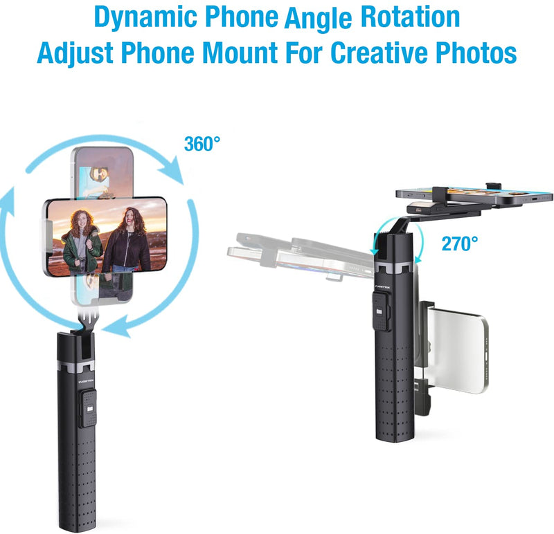 [AUSTRALIA] - Fugetek 40'' Quadrapod Lighted Selfie Stick Stand, Lightweight 7oz, Wireless Bluetooth Remote, Patented Ultra Stable 4 Legs, 3 Onboard Light Modes, Compatible with iPhone & Android (Black) Black 