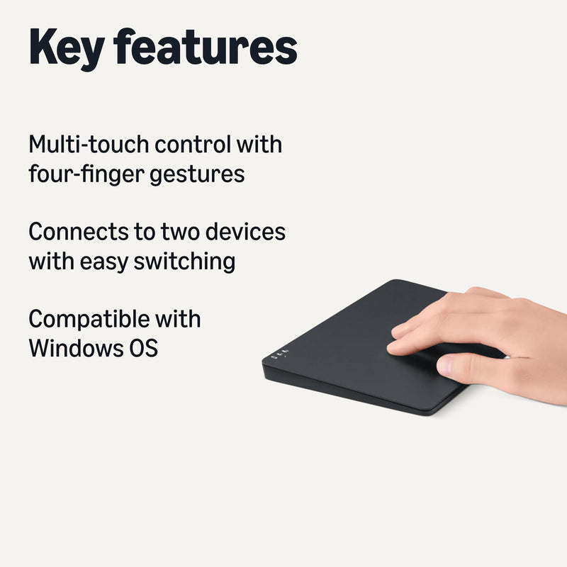 Amazon Basics Multi-Touch Trackpad with Dual Device Control, Wireless Touchpad for Windows PC (Not Support MacOS), Rechargeable, 6.4-inch, Black