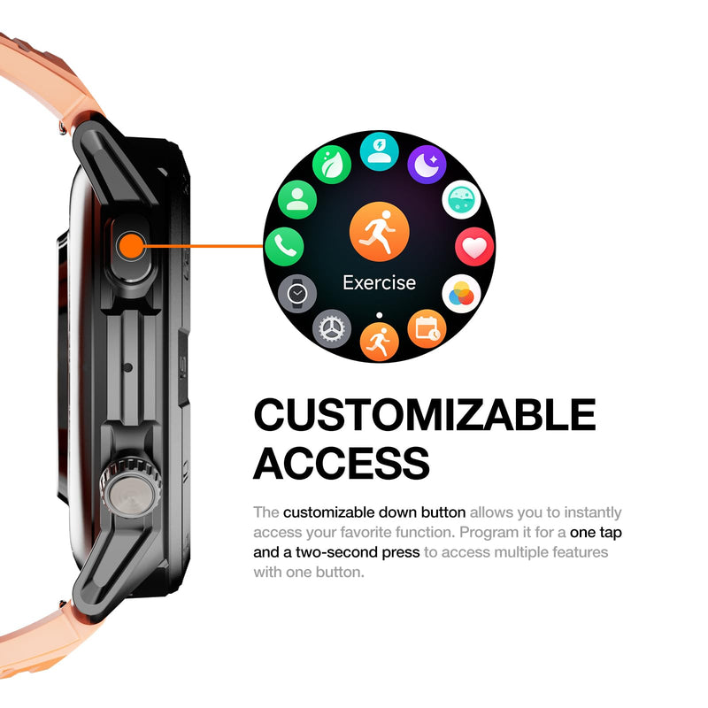AGM Legion Pro Rugged Smart Watch, 1.43in AMOLED Display(60Hz, 600Nits), Shockproof & Drop-proof, 50M Waterproof, 100+ Sports Modes, Advanced Health Tracking, Bluetooth Calling, Compass & Built-in GPS