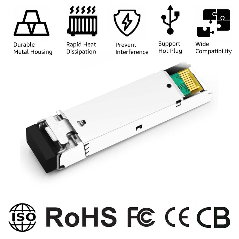 1000BASE-LX/LH SFP Optical Transceiver Module Compatible with Netgear AGM732F 1310nm 20km DDM Duplex LC SMF 1000BASE-LX/LH: 20km for Netgear 1