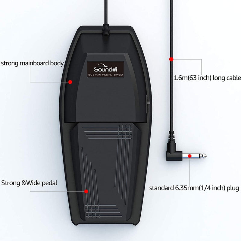 Universal Sustain Pedal for Digital Pianos – Extra-Wide Ergonomic Design with Anti-Slip Silicone Pads, Tilted Comfort Surface & Polarity Switch (Compatible with Yamaha, Roland, Korg, Casio)
