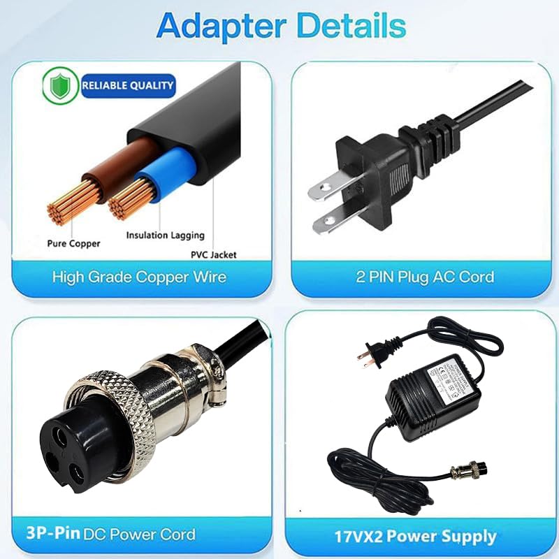 AC 17V 600mA Power Adapter 3-Pin Connector for Stanton M304 Mixer,Alesis Multimix 8 USB,yamaha PA-10,MG10U,Yamaha 8 Channel,Yamaha Mixer,Behringer Mixer