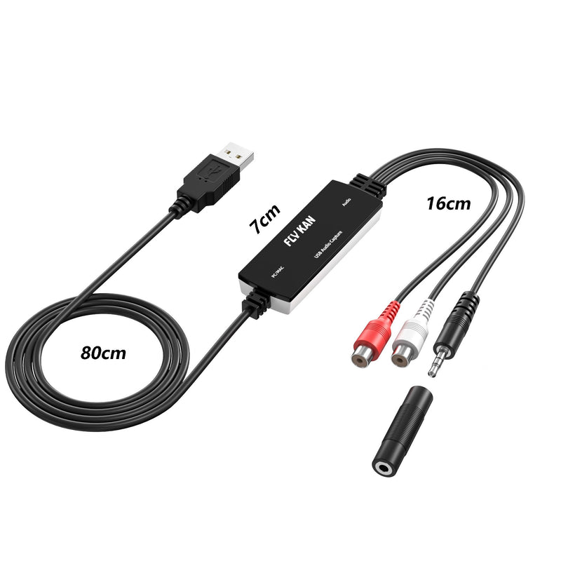 [AUSTRALIA] - USB 2.0 Audio Grabber with USB-C Adapter – Analog to Digital Converter, Dual RCA/3.5mm Inputs, Vinyl/Cassette to MP3 USB Capture Card for PC/Mac/Linux 