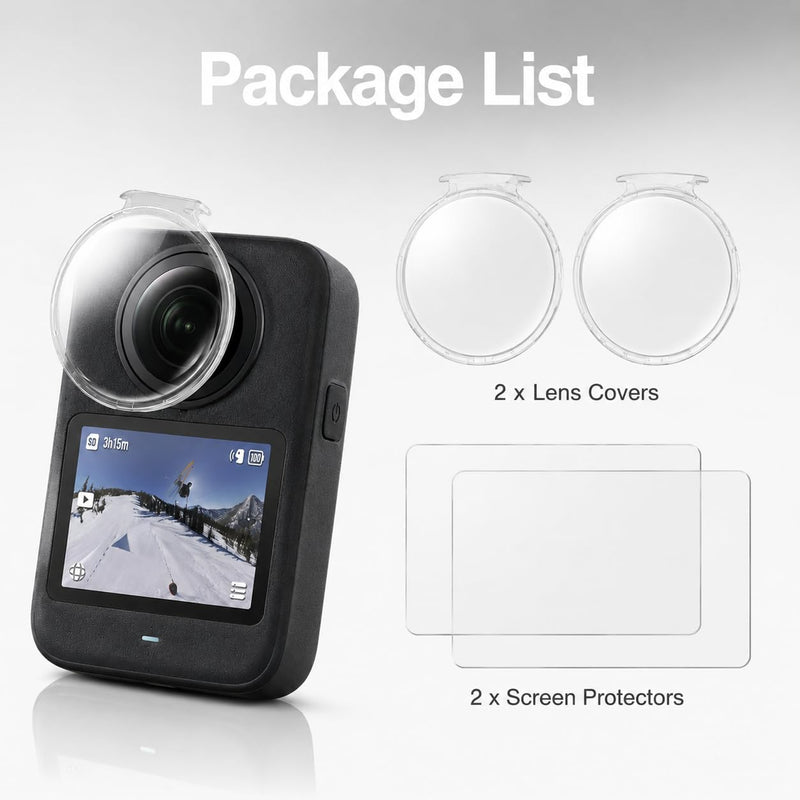 Screen Protector and Lens Guards for DJI OSMO 360 PC Lens Protector Cover | Clear 9H dji osmo 360 lens protector. Anti-smudge, smooth touch response, includes 2-pack lens and screen guards