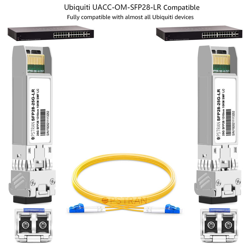 25GBASE-LR SFP28 Optical Transceiver Module Compatible with Ubiquiti UACC-OM-SFP28-LR 25G SFP28 1310nm 10km DDM Duplex LC SMF