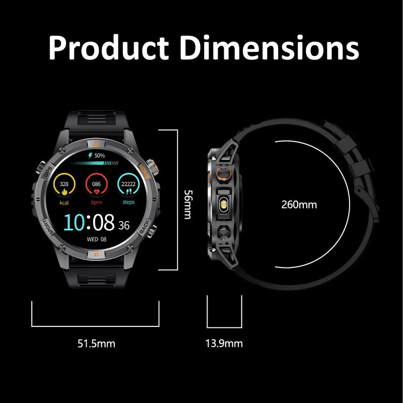 Smart Watch for Men with 7-Day Battery and Built-in GPS, 1.46" Round Fitness Watch, Heart Rate/SpO2/Sleep Monitor, IP68 Waterproof, Compatible with Android iOS (Color Blocking) Color Blocking