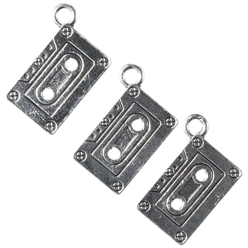 [AUSTRALIA] - 50 Pcs Audio Cassette Tapes Shaped Charms,22x16mm Antique Alloy Charms for Jewelry Making DIY 
