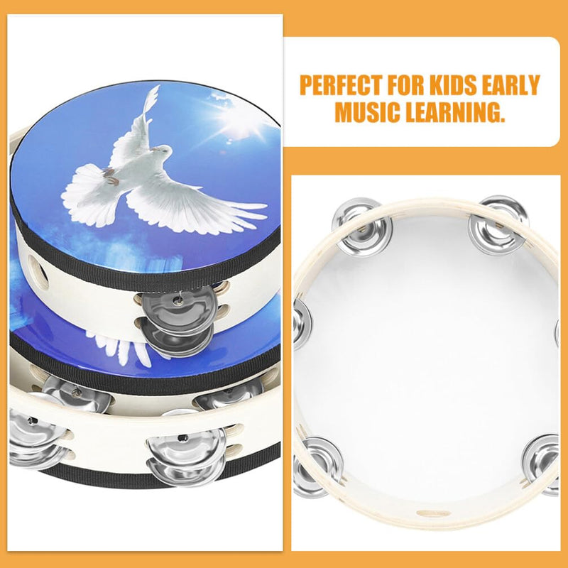 UPKOCH 3pcs Kids & Adult Tambourine Set -6'',8'', 10" Handheld Percussion Instruments with Double Row Jingle, Perfect for Beginners, Music Classes, and Parties