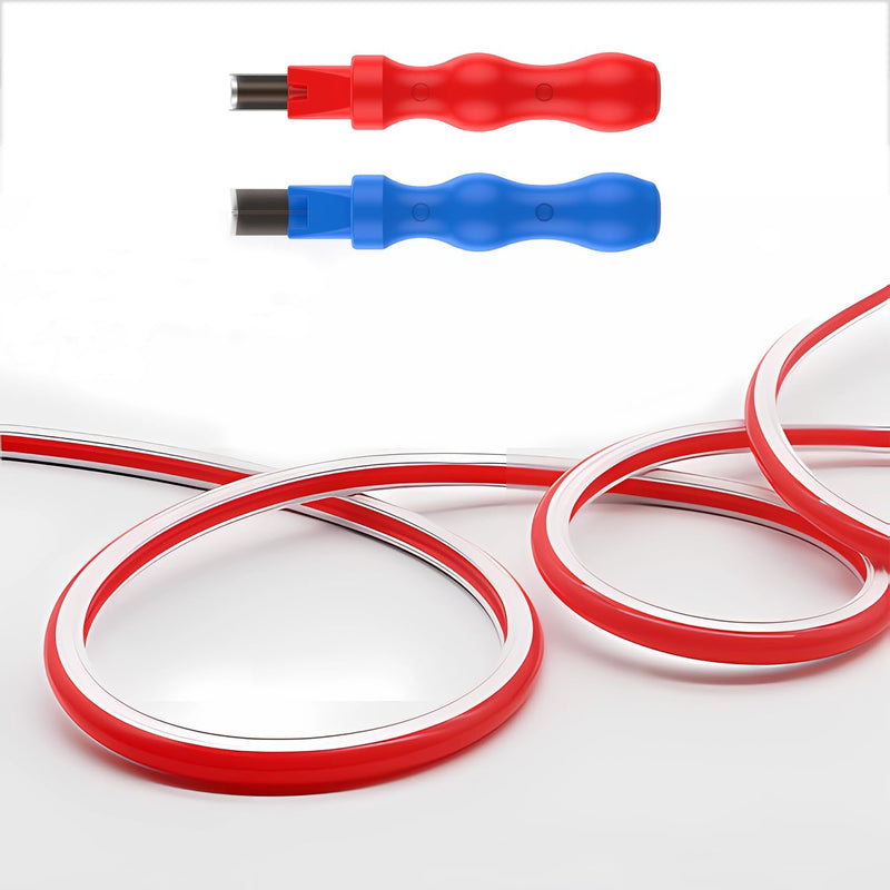 Separated Neon Flexible LED Light Strip Cover, 16.4ft 8mm Wear Free DIY Bendable Silicone Diffuser Cover with 2 Pcs Neon Light Cutter, RGB Strip for Bar Car Outdoor Home DIY Decor(Red) Red