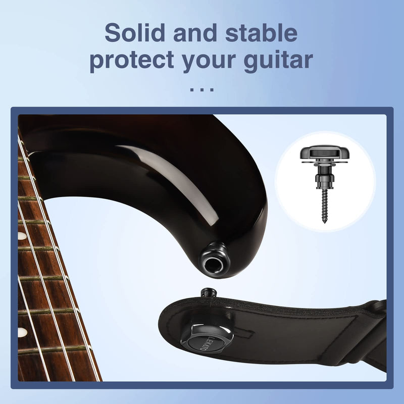 LEKATO Bass Guitar Strap Locks for for Electric Guitar & Bass Strap Locks Security Quick Release Strap Guitar Strap Locks Set Retainer System for Electric Acoustic Guitar, Bass, Ukulele Strap (Black) Black