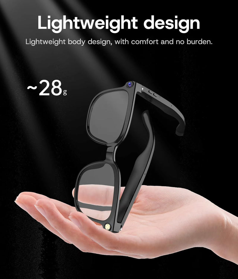 AI Smart Glasses, Bluetooth Glasses for Men, Women,8MP Camera, Real-time ChatGPT, AI Photo Recognition and Translation,Photochromic Transition Lenses, WiFi Transfer, for Life, Work and Travel