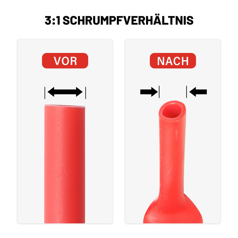 [AUSTRALIA] - RED WOLF Heat Shrink Tube Set with Adhesive 3:1 Shrink Ratio Double Wall Heat Shrink Tube Waterproof Heat Shrink Tube Red & Black 270 Pieces 