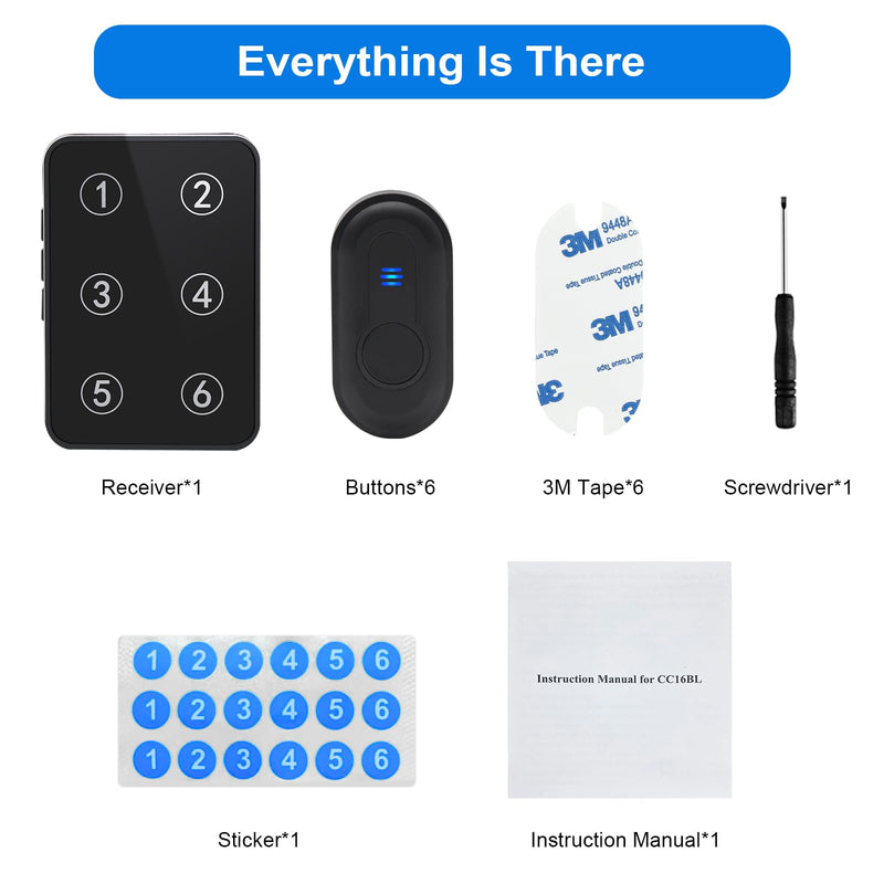 [AUSTRALIA] - Wireless Caregiver Pager Call Button Nurse Call System 500Ft Range with LED Number Display for Elderly/Patient/Disabled at Home/Hospital/Clinic(6 Waterproof Call Button & 1 Receiver) 6 call button + 1 receiver 