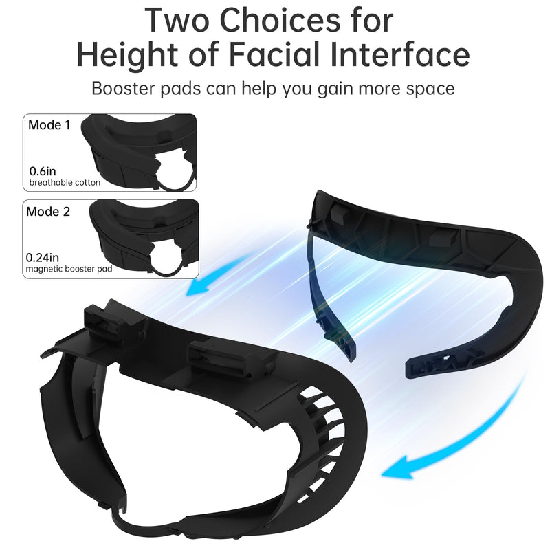 Hibloks Face Cover Pad Facial Interface Compatible with Meta/Oculus Quest 3 Accessories, Air-Circulation Design,Comes with soft breathable ice silk cotton and PU mask replacement pad(Fan Not Included) Quest 3 Face Cover