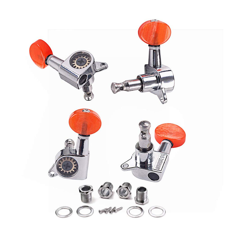 Alnicov Ukulele Tuning Pegs Machine Heads，2R 2L With Red Tuning Peg Button