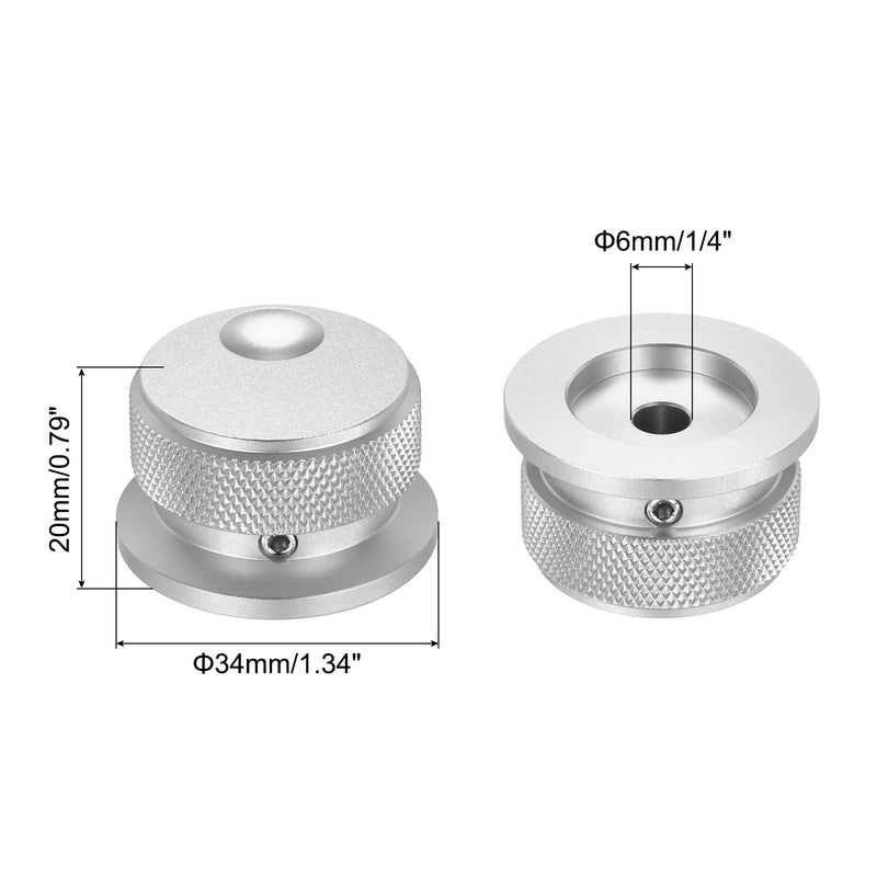 MECCANIXITY 2 Pcs Aluminium Potentiometer Knobs, 1/4" (6mm) Universal Volume Tone Control Knobs with Oval Groove Indicator for Guitar, 4/5" Silver(34x20mm) 34x20mm