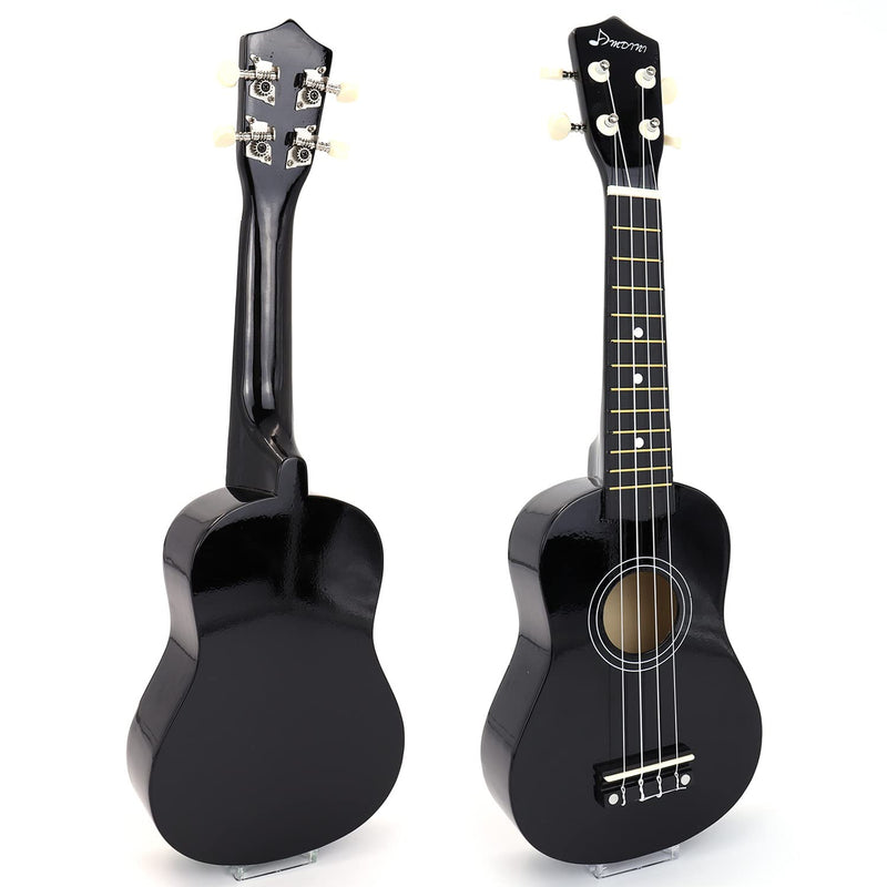 21 inch Soprano Ukulele Basswood Acoustic Mini Guitar for Beginner Starter with Case Strap Tuner Picks Strings Primary Tutorial Black