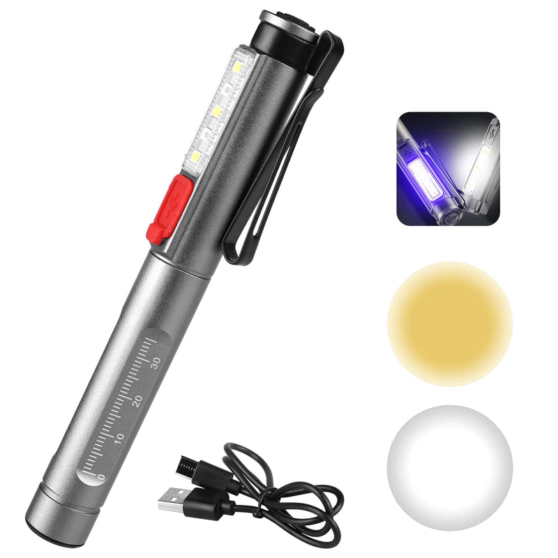 1 x Pupil Light, Diagnostic Light, Pupil Light, Emergency Service, Medical Pupil Light, with Pupil Meter and Ruler, Rechargeable USB LED Pen Lamp for Nurse (1) 1