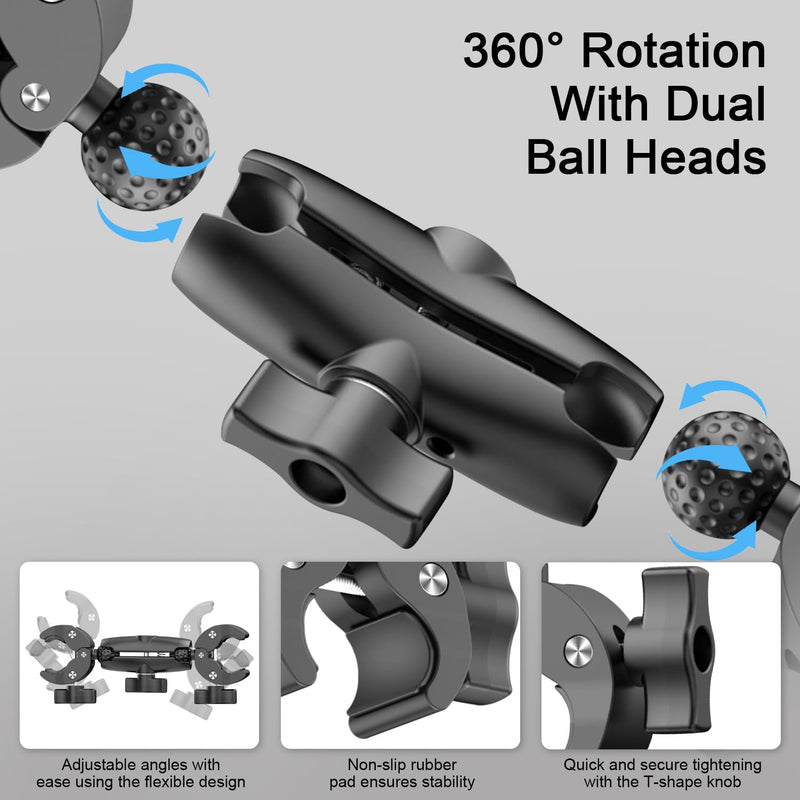 [AUSTRALIA] - Double Clamp Camera Mount - Universal Bracket for Golf Carts, Umbrella Clamp, Desktop, Strollers, Wagons, Photo Studio, and More, Magic Arm Double Ball Head Adapter 