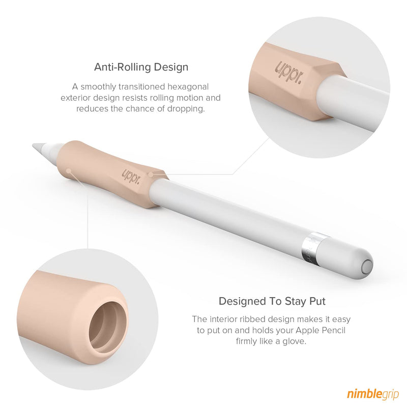 UPPERCASE NimbleGrip Premium Silicone Ergonomic Grip Holder, Compatible with Apple Pencil and Apple Pencil 2 (1 Pack, Beige) 1 Pack