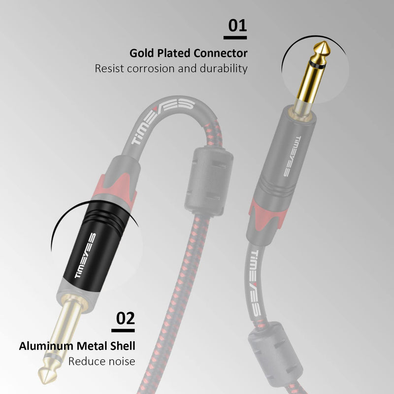 10M TS 1/4 Inch Mono Instrument Cable, 6.35mm(1/4) TS to 6.35mm(1/4) TS Audio Interconnect Cord, 1/4'' 6.5mm Male Amp Cable Cord for Electric Guitar, Bass, Keyboard, Speaker 1/4'' Jack 33FT 10M/33FT