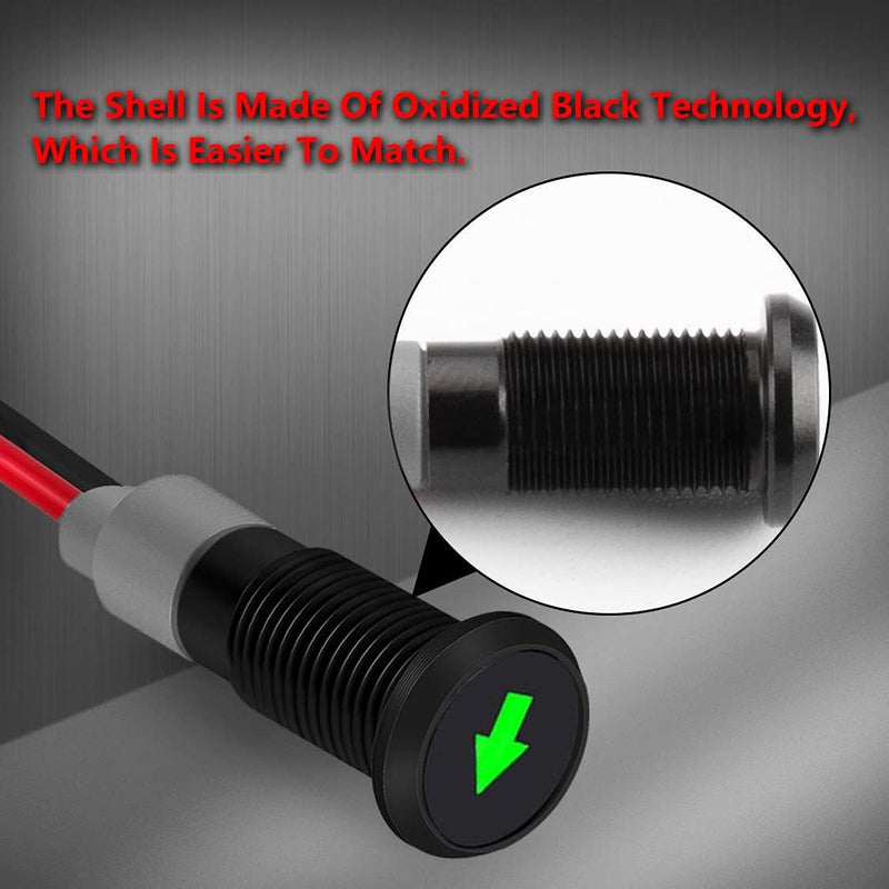 [AUSTRALIA] - RUNCCI-YUN 12 V/24 V Round Metal Waterproof Signal Light LED Indicator Light, 8 mm Plate Mounting, DC LED Indicator Light, Dash Warning Light, Indicator Light with 26 AWG 150 mm, Green (Single Arrow) 